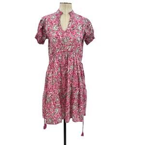Perry Walker Collective Dress Short Sleeve Floral Tassel Pink Size 2 Medium